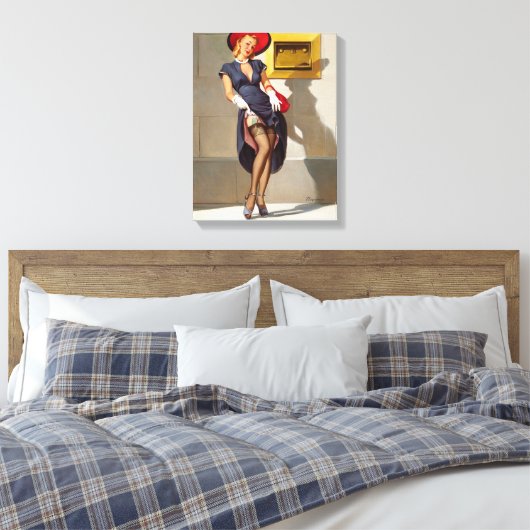 Retro Pin-Up Girl Canvas Afdruk (Insitu (Slaapkamer))