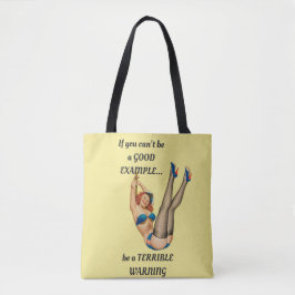 Retro Pin-up Girl Funny Canvas tas geel