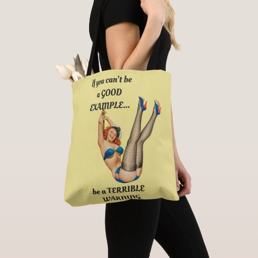 Retro Pin-up Girl Funny Canvas tas geel (Dichtbij)