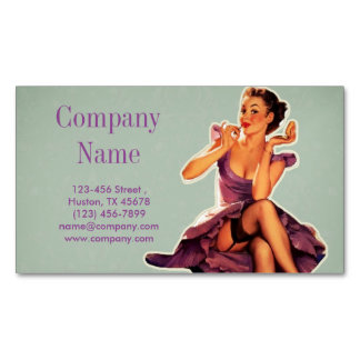 retro pin-up Girl Hair Makeup Artist Cosmetoloog Magnetisch Visitekaartje