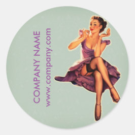 retro pin-up Girl Hair Makeup Artist Cosmetoloog Ronde Sticker