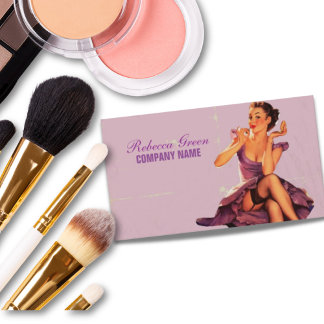 retro pin-up Girl Hair Makeup Artist Cosmetoloog Visitekaartje