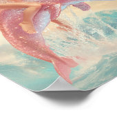 Retro Pin-Up Girl Rijden op een sprankelende roze  Poster (Hoek)