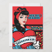 Retro Pin-up Girl, Rock-A-Billy Party Kaart (Achterkant)