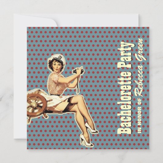 retro - pin - up girl sailor bachelorette kaart (Voorkant)