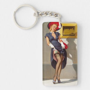 Retro Pin-Up Girl Sleutelhanger