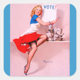  Retro Pin Up Girl Vierkante Sticker