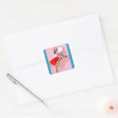  Retro Pin Up Girl Vierkante Sticker (Envelop)
