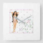 Retro Pin Up Girl Wall klok (Voorkant)