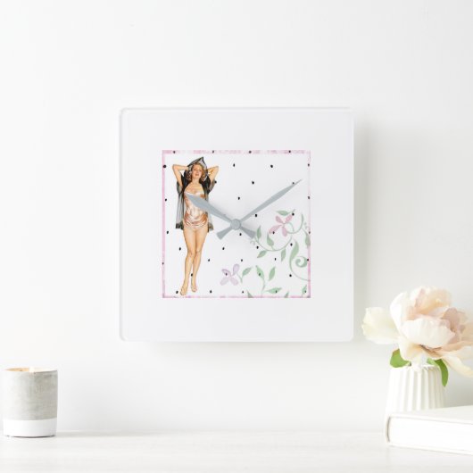 Retro Pin Up Girl Wall klok (Huis)