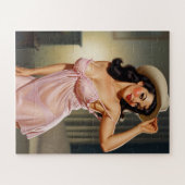 Retro Pin-up Girl with Cowboy hat Legpuzzel (Horizontaal)