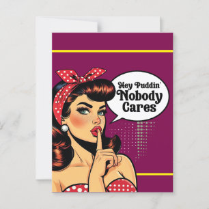 Retro Pin-up Hé Pudding Briefkaart