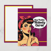 Retro Pin-up Hé Pudding RSVP Kaartje (Voorkant / Achterkant)