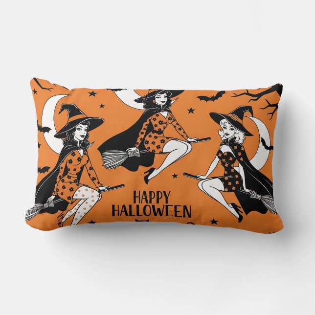 Retro pin-up heksen kussen (Voorkant)