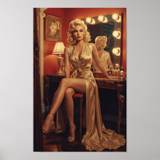 Retro Pin-Up Hollywood Ster uit de Jaren 50 Poster