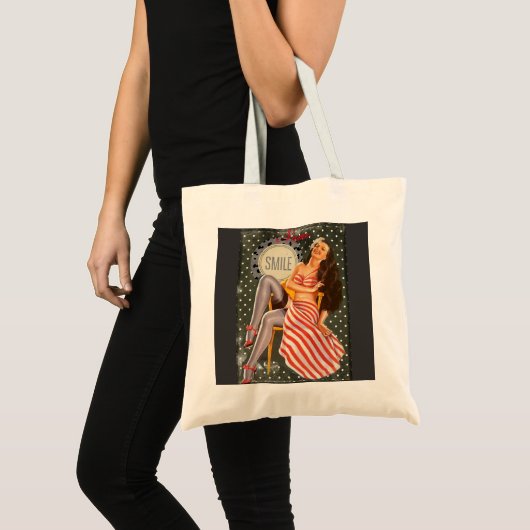 Retro Pin-up Illustratie Thunder_Cove Tote Bag (Voorkant (product))