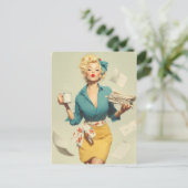 Retro Pin-Up Kantoor Chic Briefkaart (Staand voorkant)