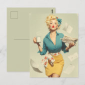 Retro Pin-Up Kantoor Chic Briefkaart (Voorkant / Achterkant)