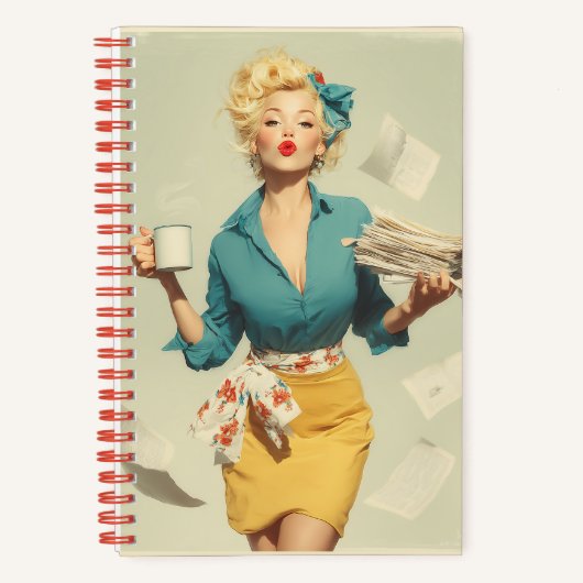 Retro Pin-Up Kantoor Chic Notitieboek (Voorkant)