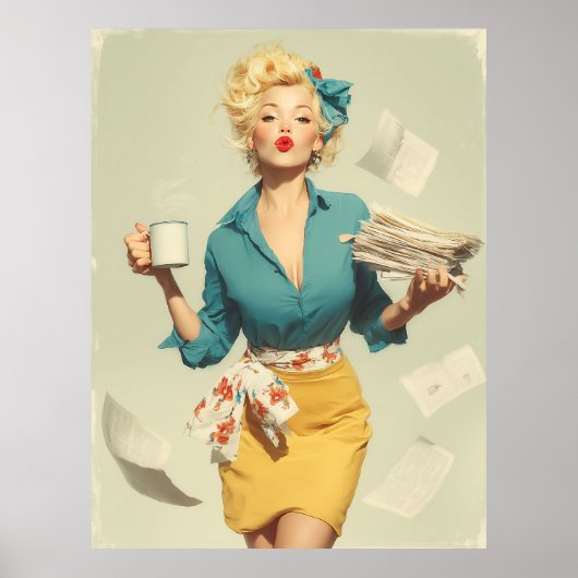 Retro Pin-Up Kantoor Chic Poster (Voorkant)