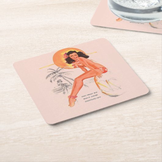 Retro Pin-up Kartonnen Onderzetters (Schuin)