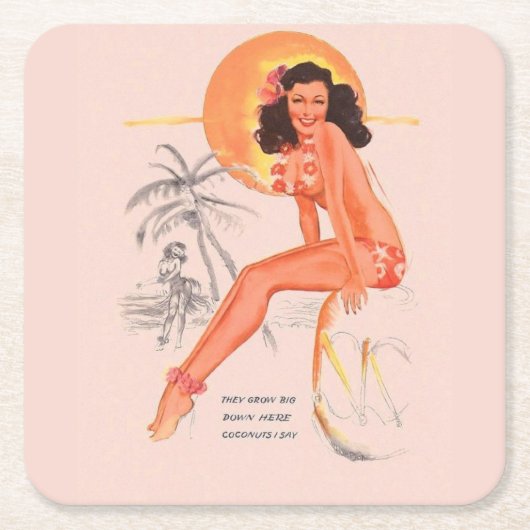 Retro Pin-up Kartonnen Onderzetters (Voorkant)