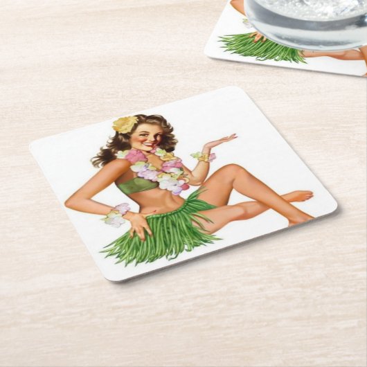 Retro Pin-up Kartonnen Onderzetters (Schuin)