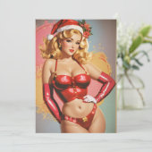 Retro Pin-up Kerstkaart (Staand voorkant)