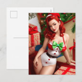 Retro Pin-up Kerstkaart Feestdagenkaart (Voorkant / Achterkant)
