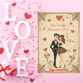 Retro Pin-Up Koppel Oudejaars Kaart Valentijnsdag