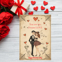 Retro Pin-Up Koppel Vintage Valentijnsdag Kaart
