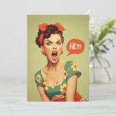 Retro Pin-Up Krachtige Schreeuw Kaart (Staand voorkant)