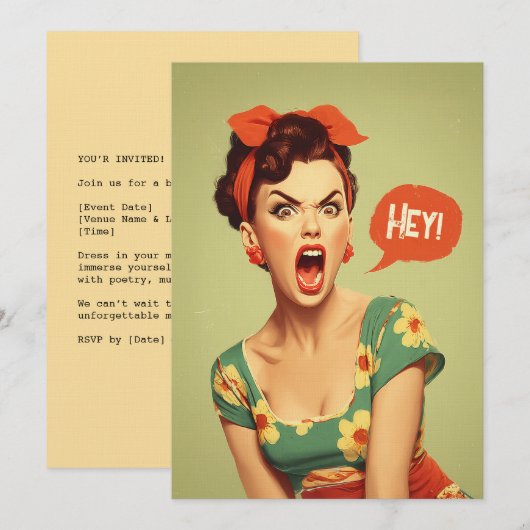 Retro Pin-Up Krachtige Schreeuw Kaart (Voorkant / Achterkant)
