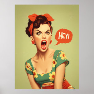 Retro Pin-Up Krachtige Schreeuw Poster
