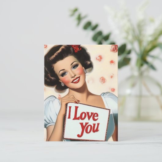 Retro Pin-Up Love Briefkaart (Staand voorkant)