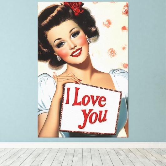 Retro Pin-Up Love Canvas Afdruk (Insitu (Houten vloer))
