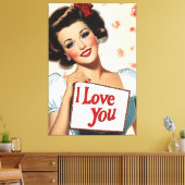 Retro Pin-Up Love Canvas Afdruk (Insitu (Woonkamer))