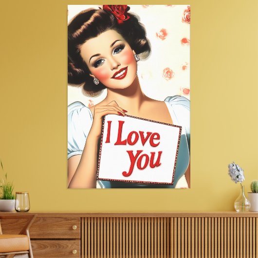 Retro Pin-Up Love Canvas Afdruk (Insitu (Woonkamer))