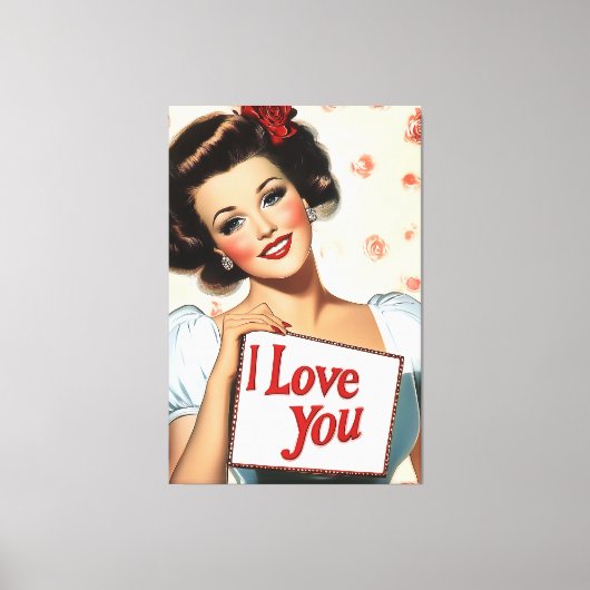 Retro Pin-Up Love Canvas Afdruk (Voorkant)