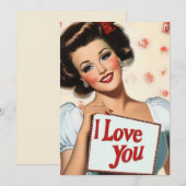 Retro Pin-Up Love Kaart (Voorkant / Achterkant)