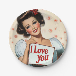 Retro Pin-Up Love Papieren Bordje