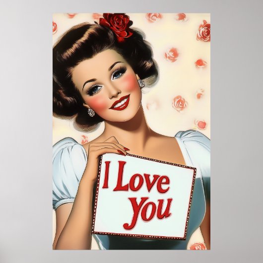 Retro Pin-Up Love Poster (Voorkant)