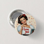 Retro Pin-Up Love Ronde Button 3,2 Cm (Voorkant /achterkant)