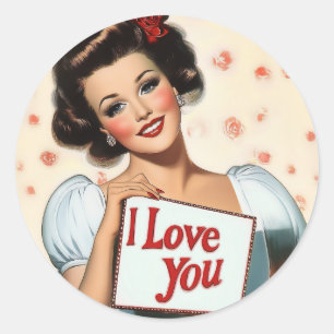 Retro Pin-Up Love Ronde Sticker