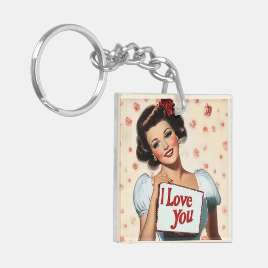 Retro Pin-Up Love Sleutelhanger (Voorkant Links)