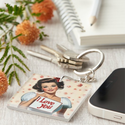 Retro Pin-Up Love Sleutelhanger (Voorkant Rechts)