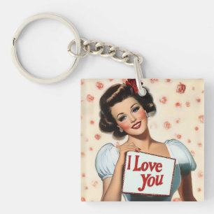 Retro Pin-Up Love Sleutelhanger