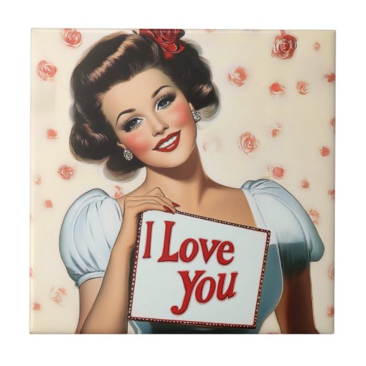 Retro Pin-Up Love Tegeltje (Voorkant)