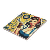 Retro Pin-up Mechanic Tegeltje (Zijkant)