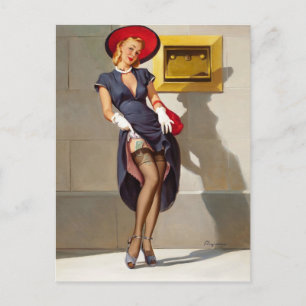 Retro Pin-Up Meisje Briefkaart